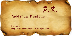 Padács Kamilla névjegykártya